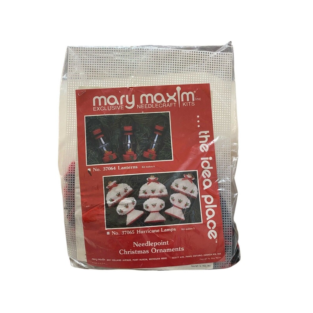 Mary Maxim Needlepoint Kit Lanterns Ornaments New